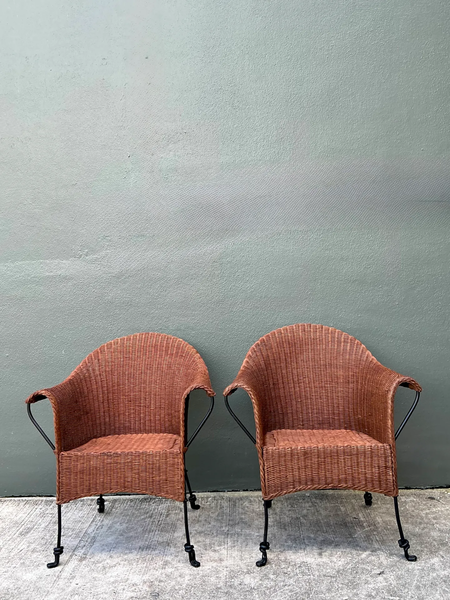 Palecek Vintage Rattan and Metal Chairs - Set of Two — additional photo 1