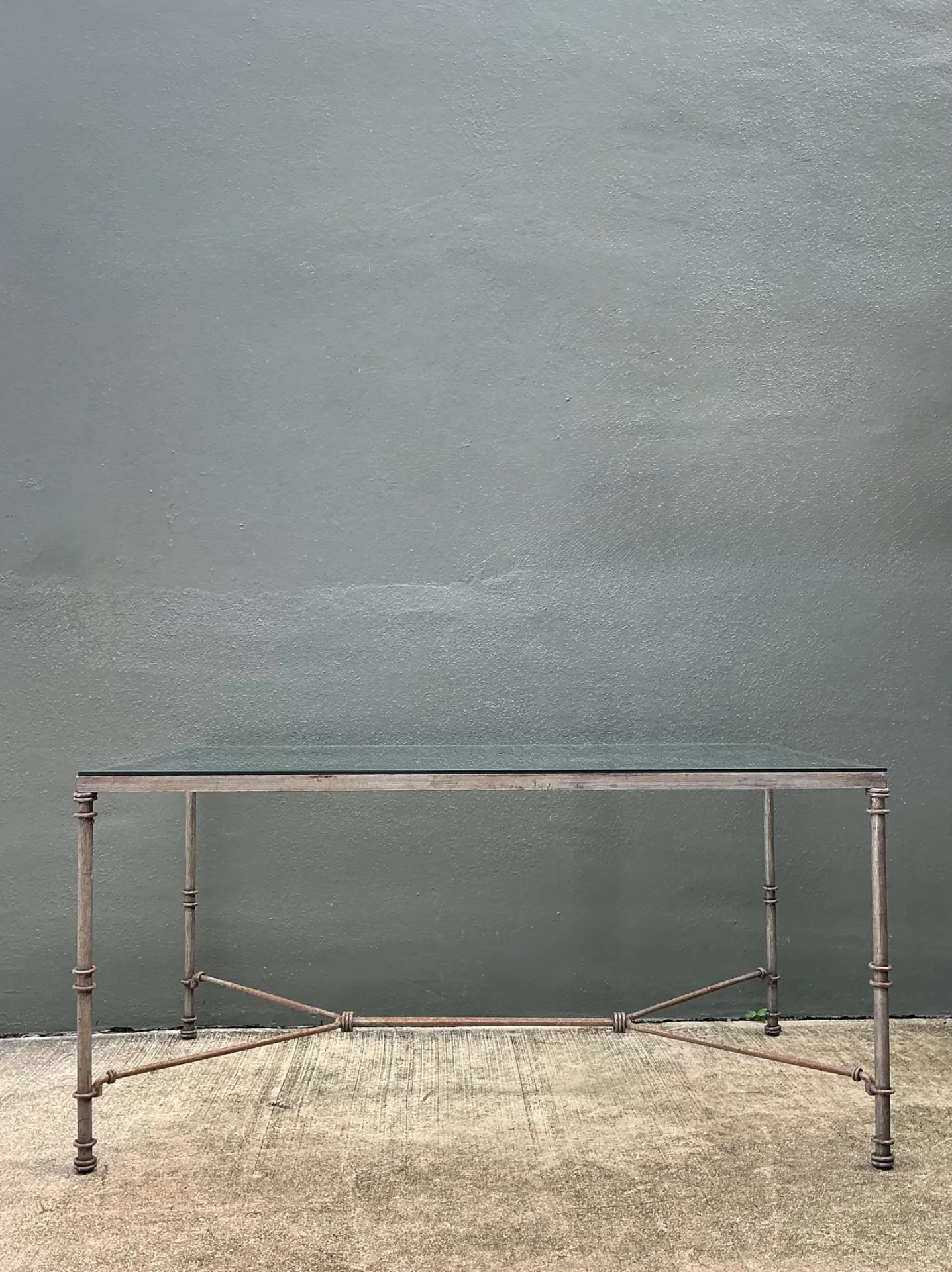 Vintage Outdoor Metal and Glass Dining Table — additional photo 3