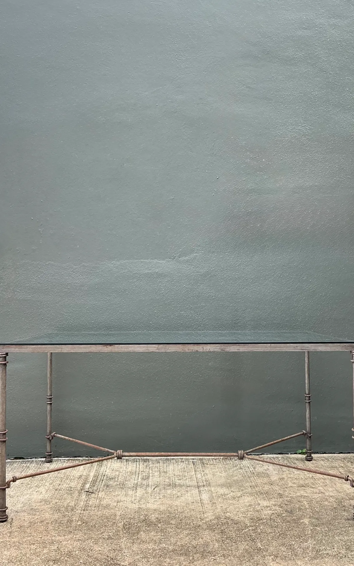 Vintage Outdoor Metal and Glass Dining Table - Back view