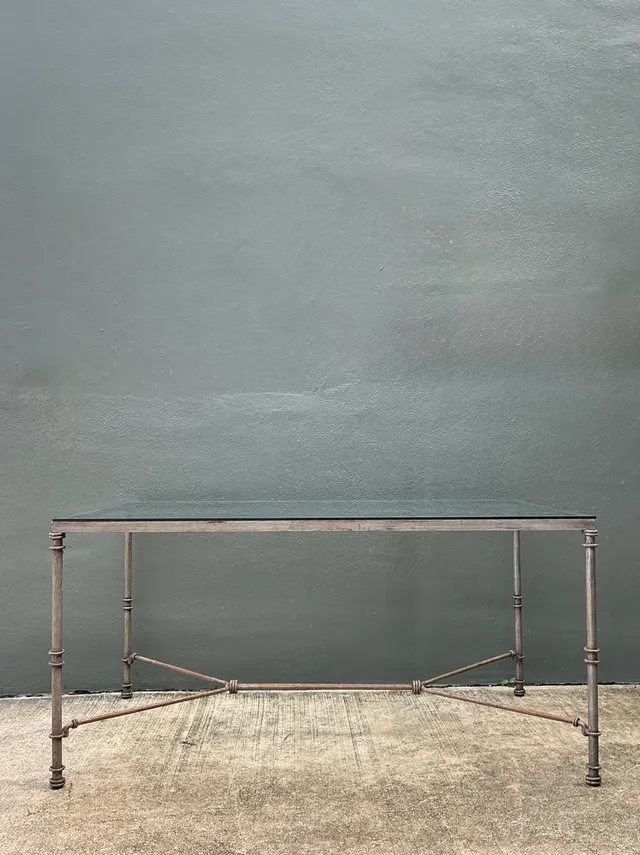 Vintage Outdoor Metal and Glass Dining Table — additional photo 3