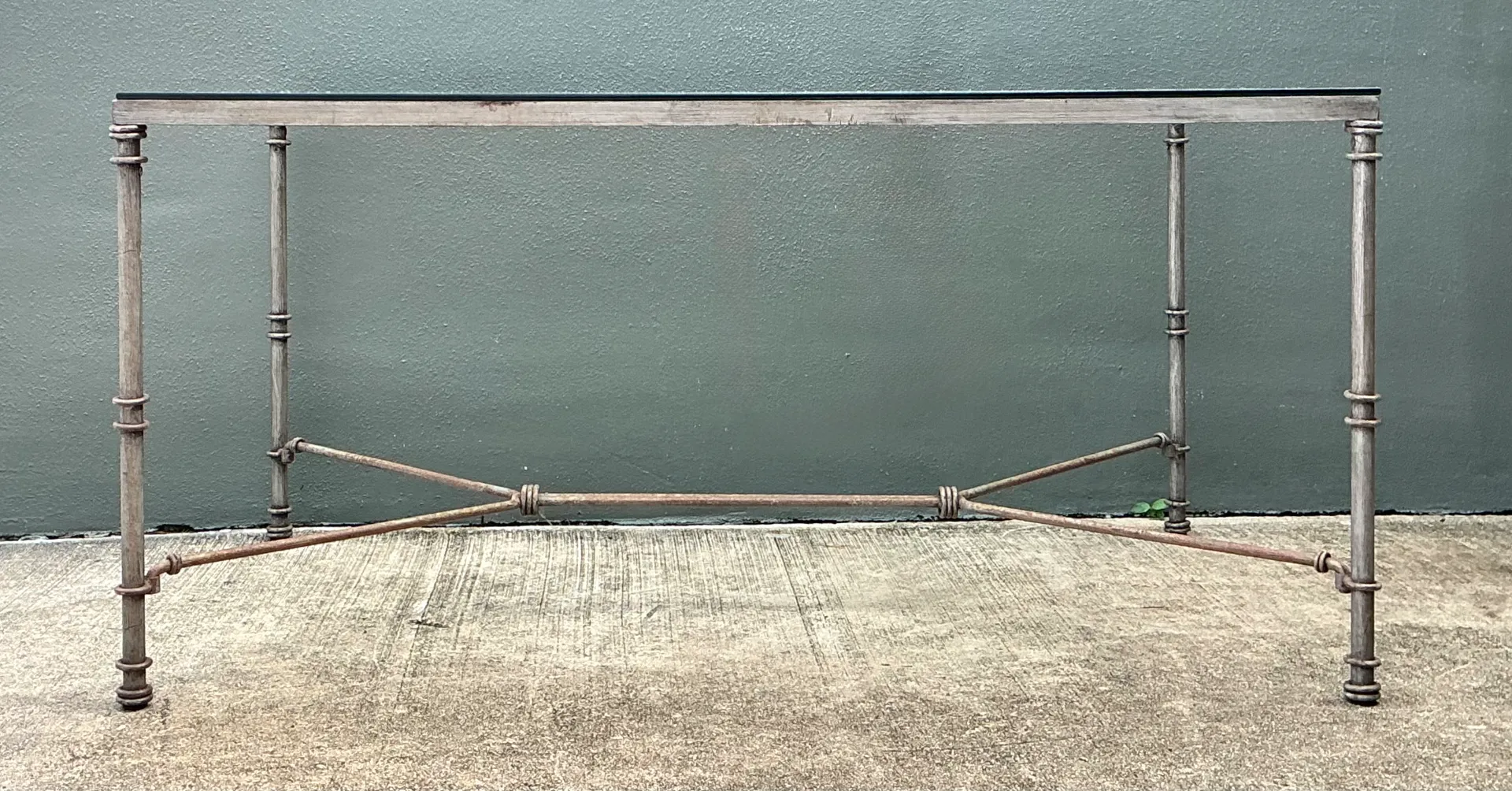 Vintage Outdoor Metal and Glass Dining Table — additional photo 1