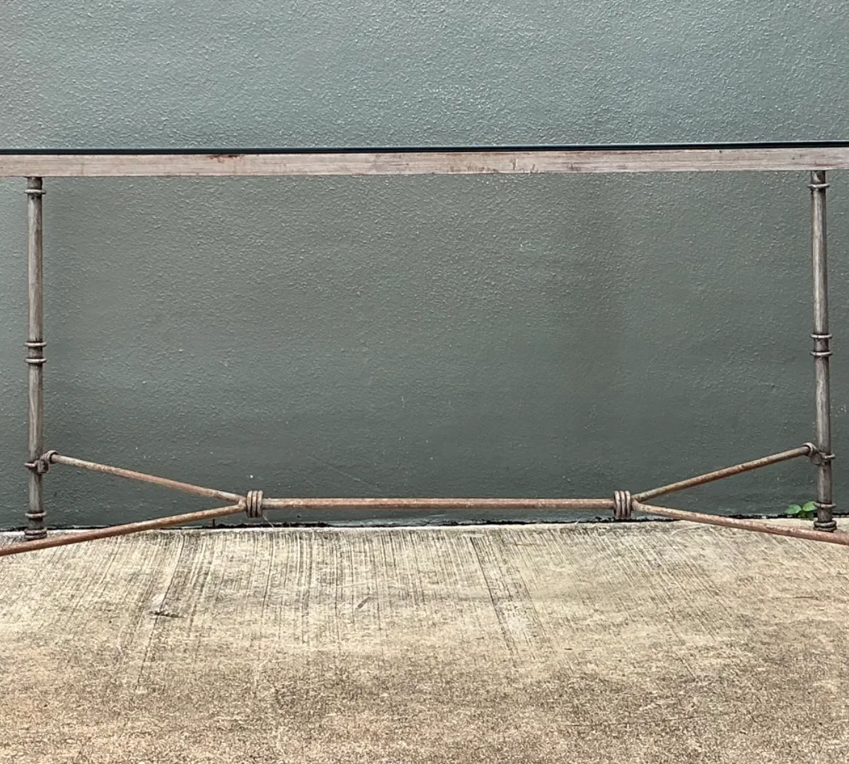 Vintage Outdoor Metal and Glass Dining Table - Angle view