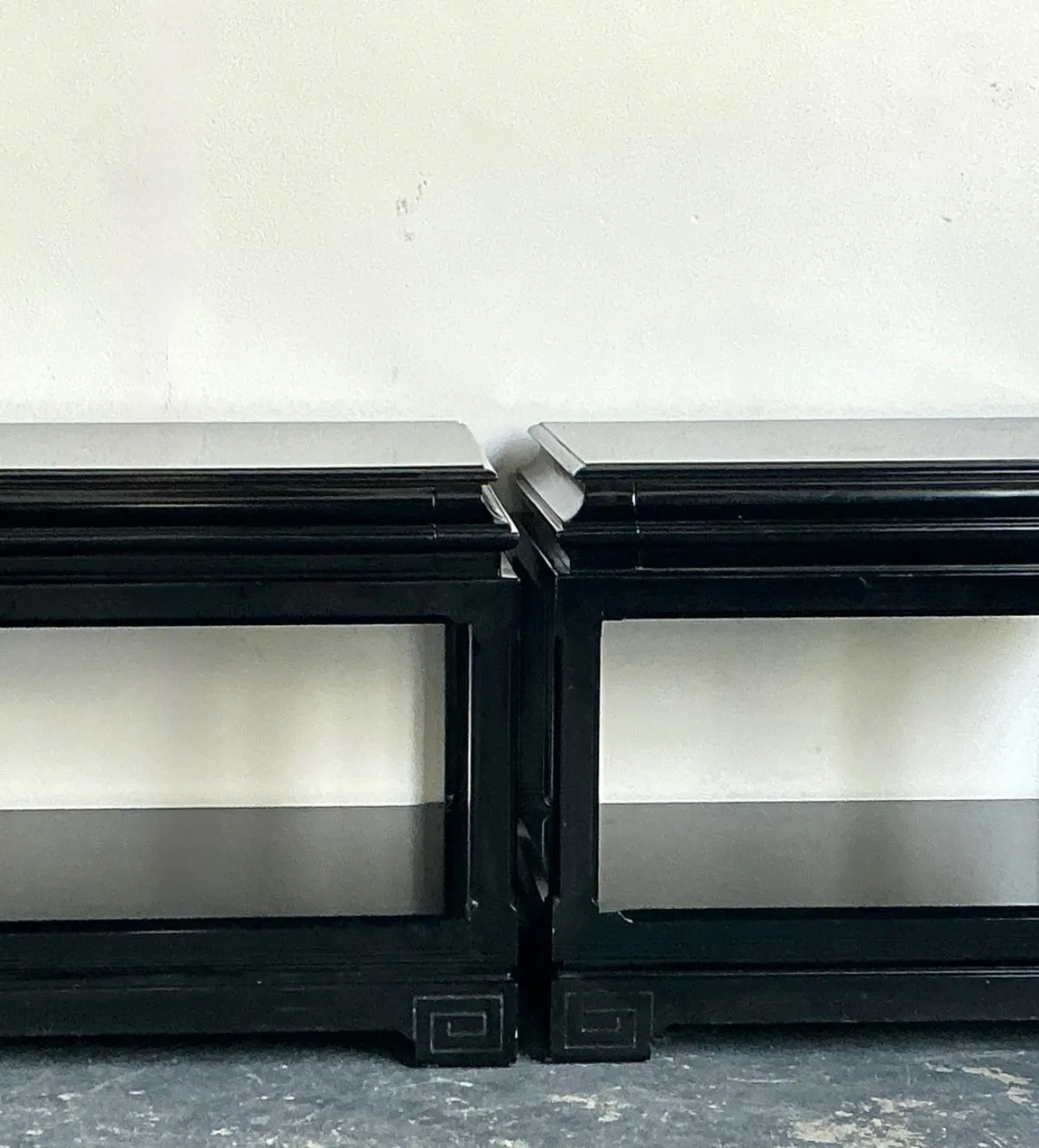 Vintage Ralph Lauren Chinoiserie Black Lacquered Side Tables - A Pair
