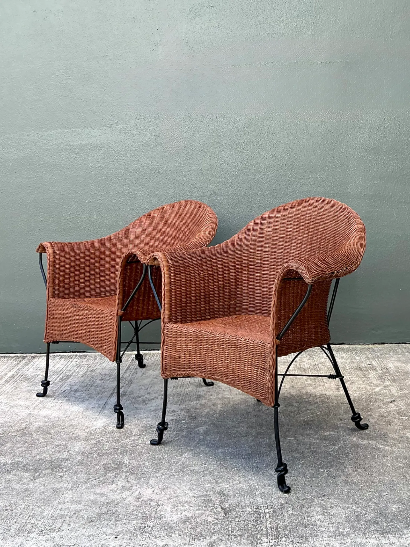 Palecek Vintage Rattan and Metal Chairs - Set of Two — additional photo 2