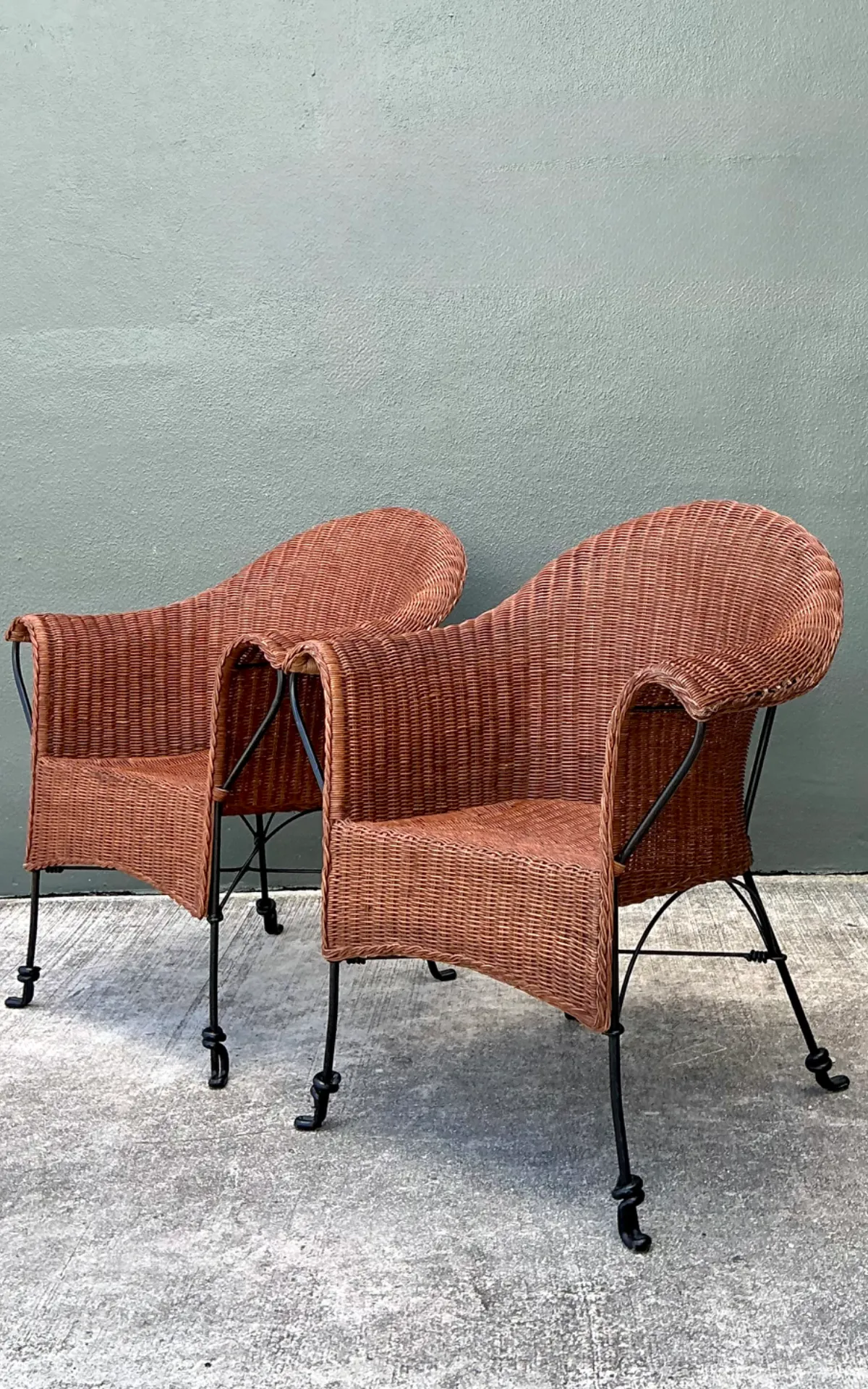 Palecek Vintage Rattan and Metal Chairs - Set of Two — additional photo 2