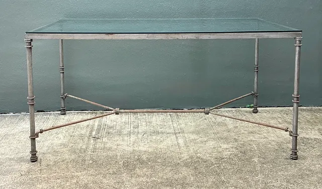 Vintage Outdoor Metal and Glass Dining Table — additional photo 6