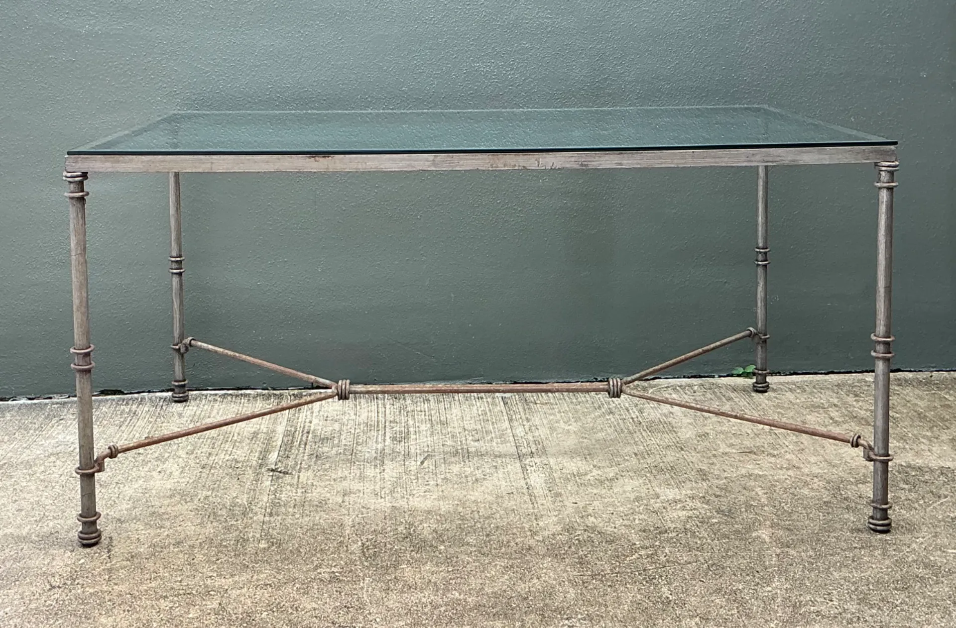 Vintage Outdoor Metal and Glass Dining Table — additional photo 7