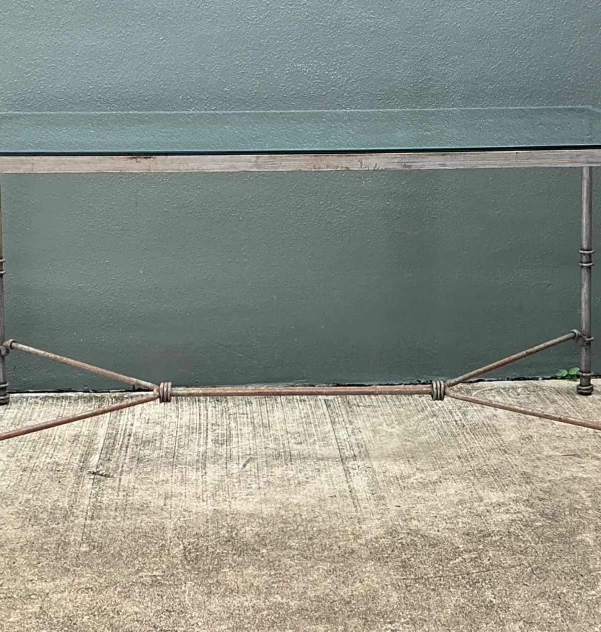 Vintage Outdoor Metal and Glass Dining Table - Interior view