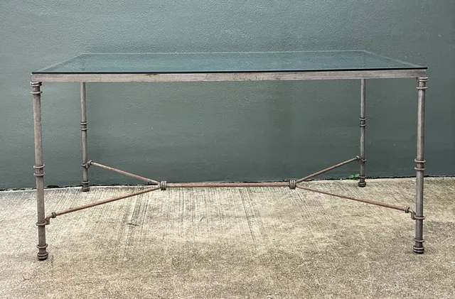 Vintage Outdoor Metal and Glass Dining Table — additional photo 7