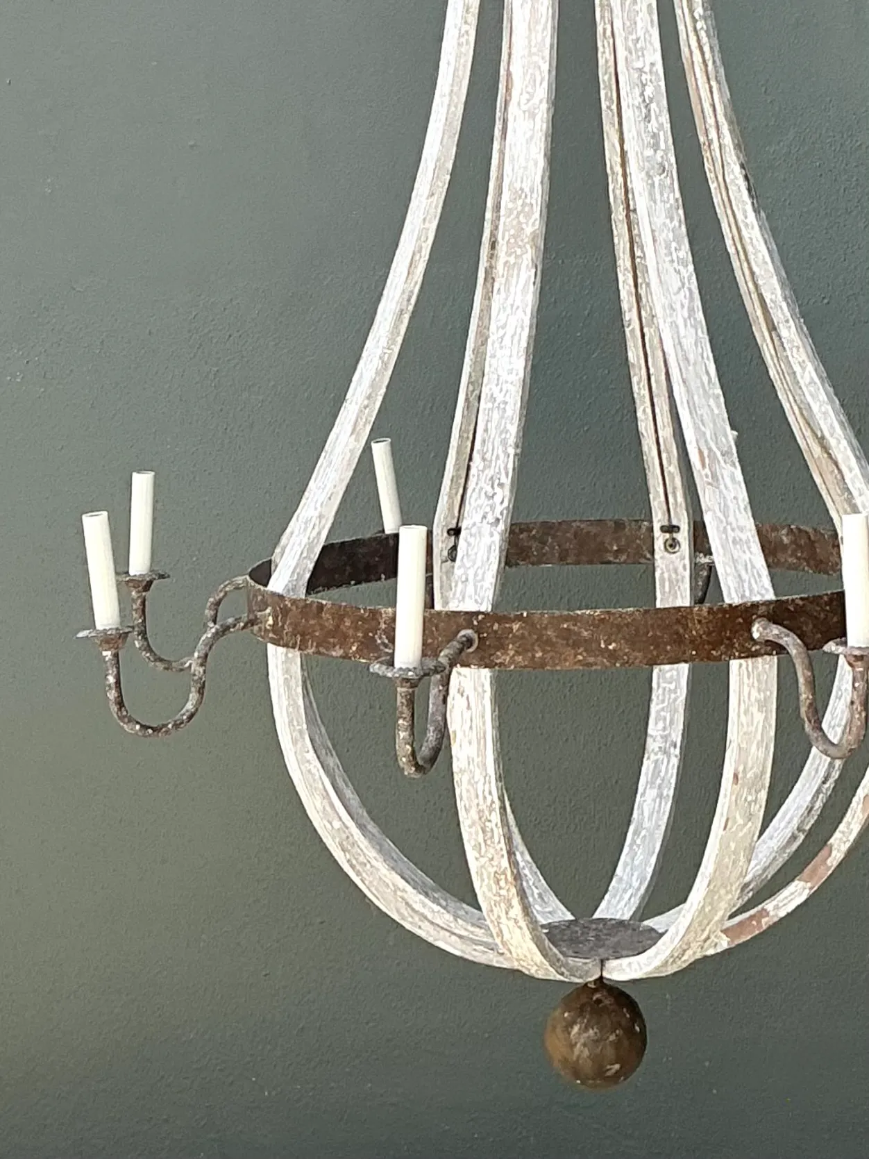 Vintage Rustic Wood and Metal Chandelier — additional photo 1