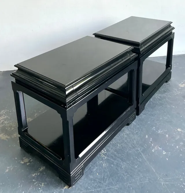 Vintage Ralph Lauren Chinoiserie Black Lacquered Side Tables - A Pair — additional photo 3