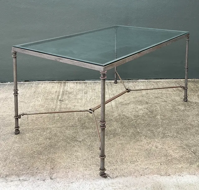 Vintage Outdoor Metal and Glass Dining Table — additional photo 2