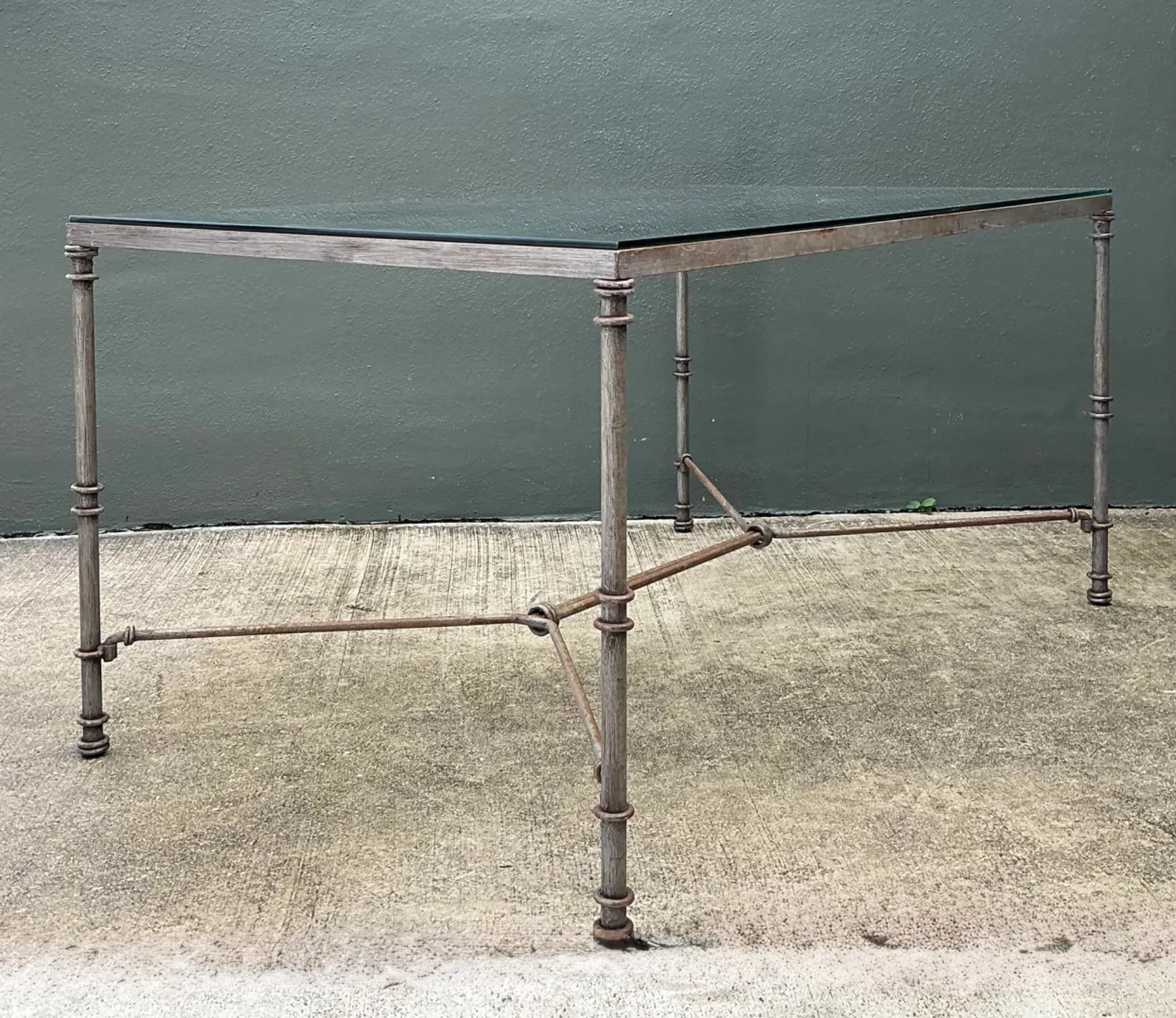 Vintage Outdoor Metal and Glass Dining Table — additional photo 4