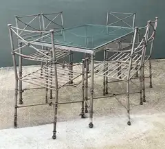 Vintage Outdoor Metal and Glass Dining Table - Bottom view