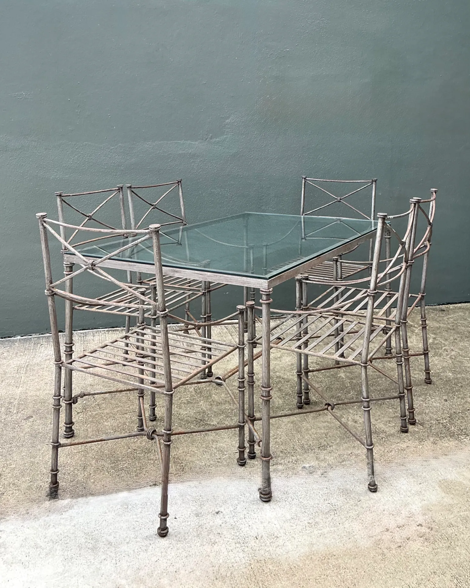 Vintage Target Back Wrought Iron Dining Chairs - Set Of 6 — additional photo 3