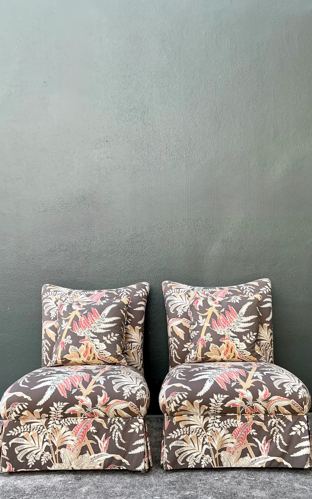Brunschwig And Fils “Seychelles” Cotton Print Slipper Chairs — additional photo 1