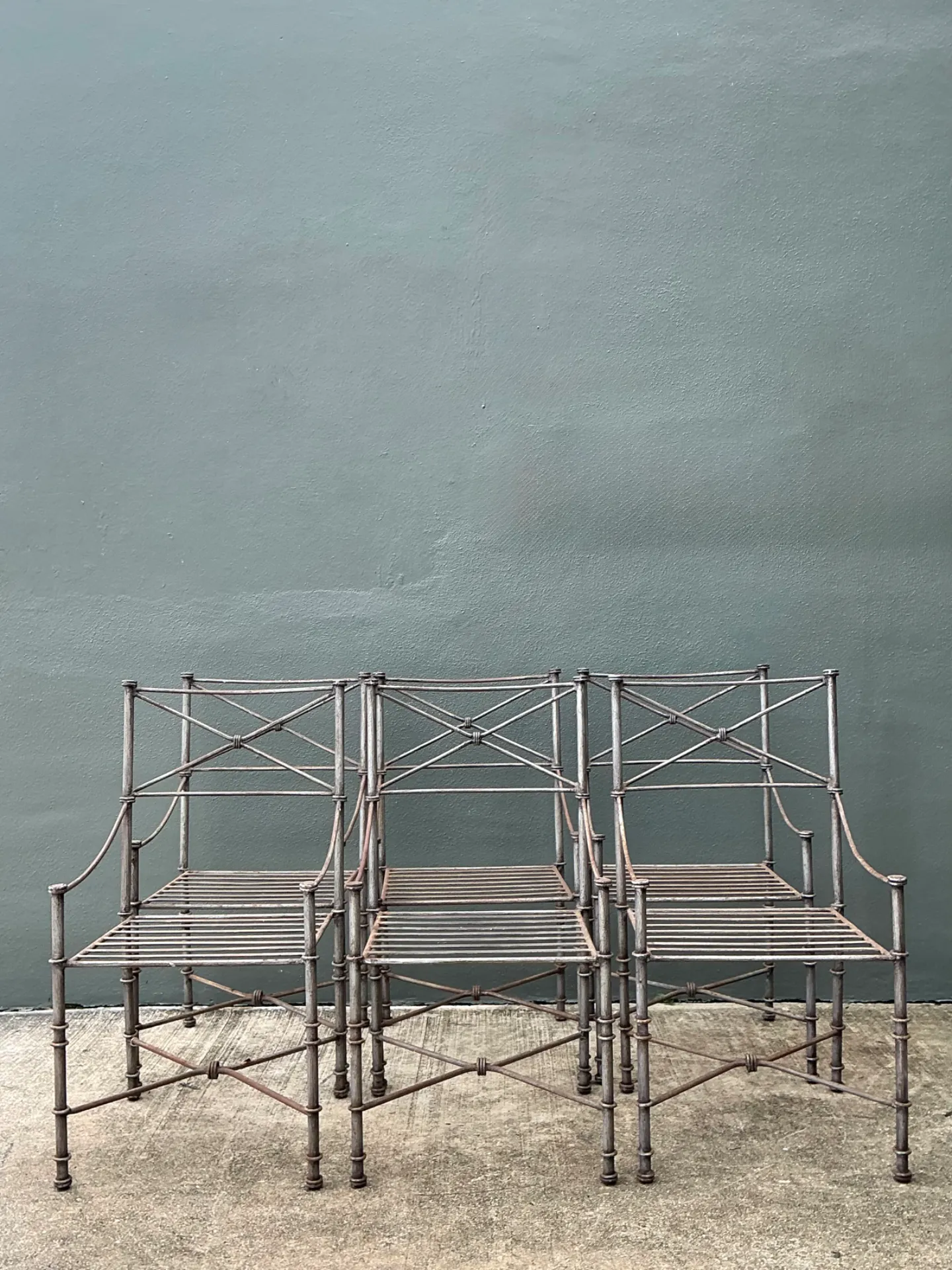Vintage Target Back Wrought Iron Dining Chairs - Set Of 6 — additional photo 1