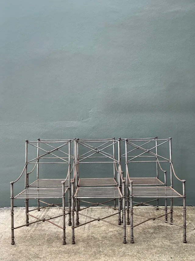 Vintage Target Back Wrought Iron Dining Chairs - Set Of 6 — additional photo 1