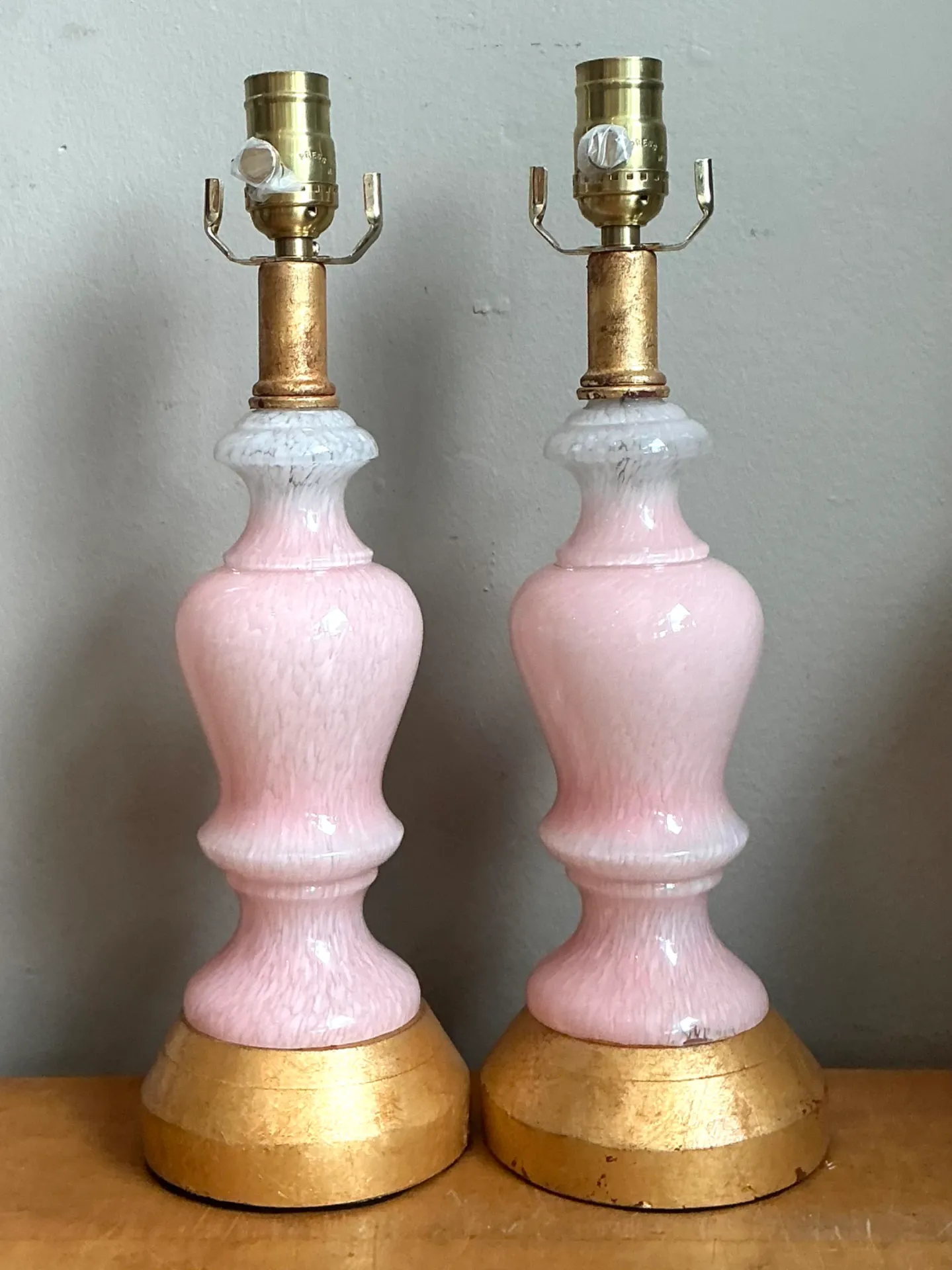 Vintage Pink Murano Blown Glass Table Lamps - Pair — additional photo 2
