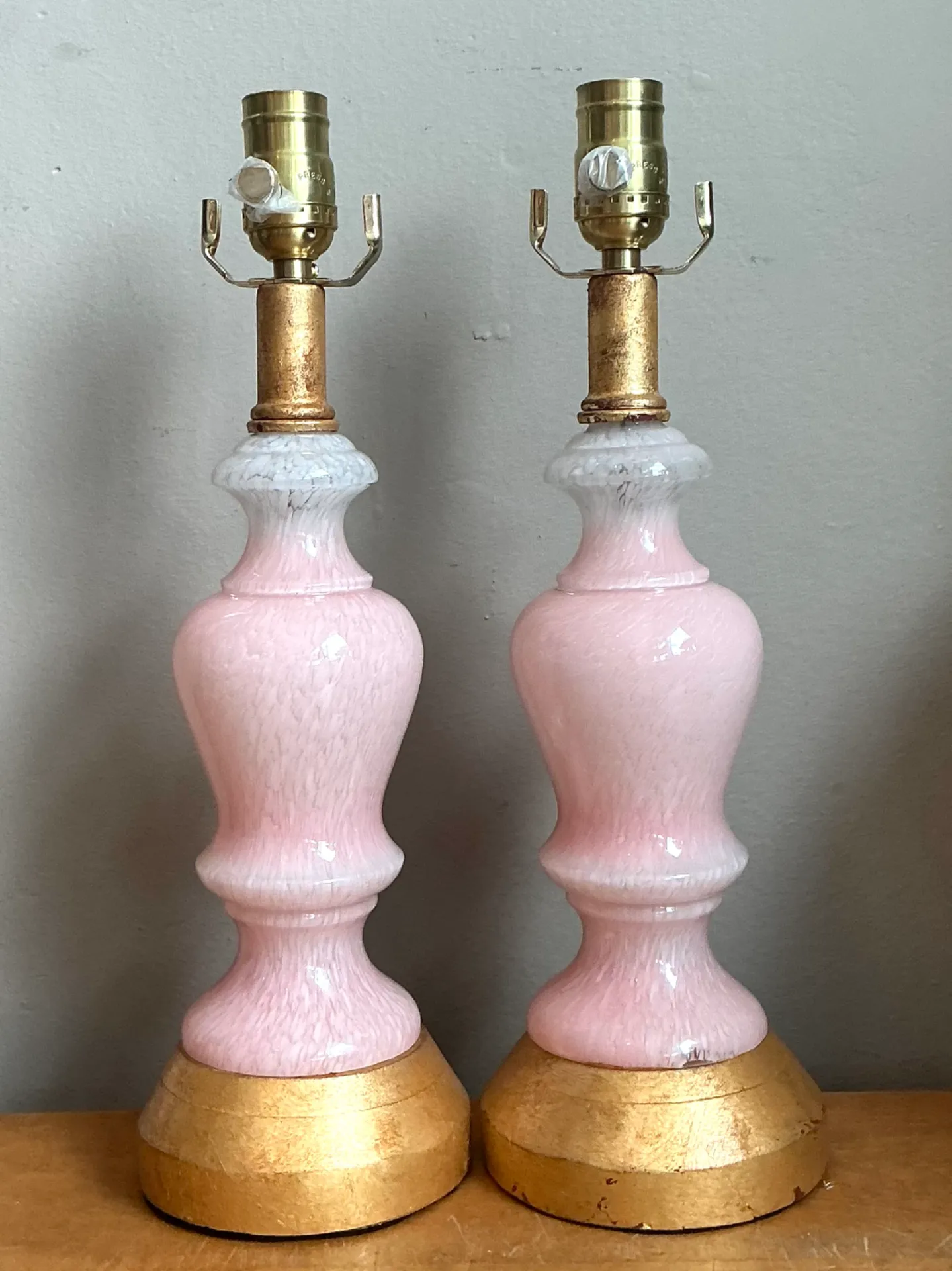 Vintage Pink Murano Blown Glass Table Lamps - Pair — additional photo 4