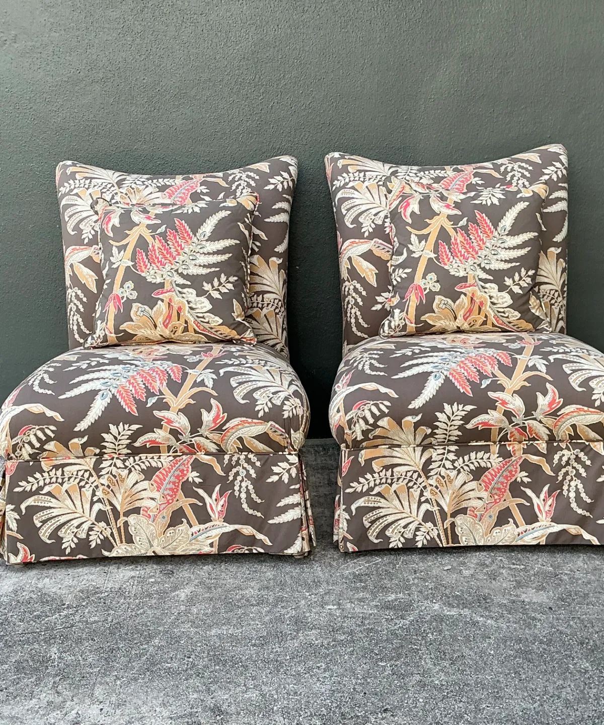 Brunschwig And Fils “Seychelles” Cotton Print Slipper Chairs — additional photo 6