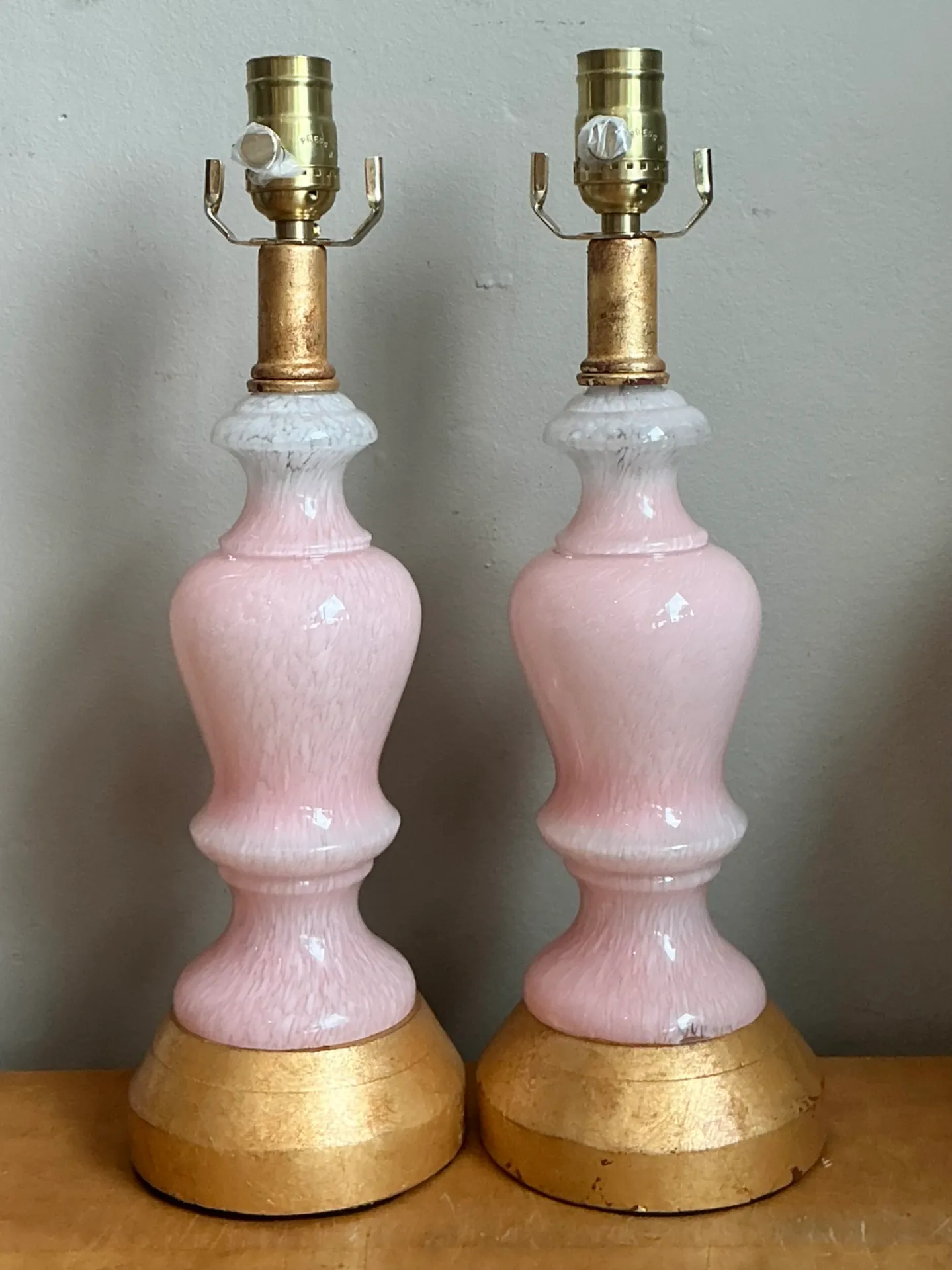 Vintage Pink Murano Blown Glass Table Lamps - Pair — additional photo 6