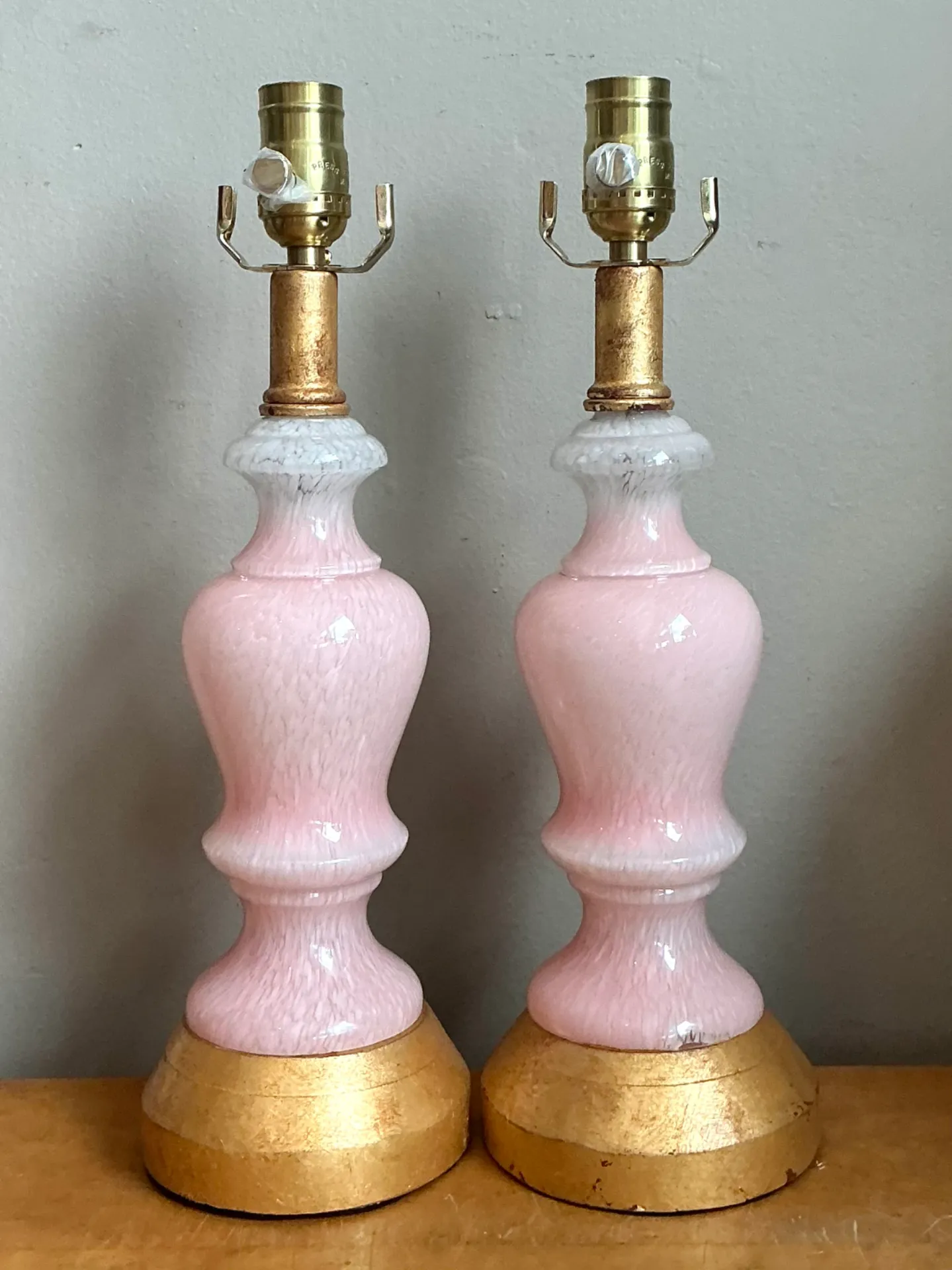 Vintage Pink Murano Blown Glass Table Lamps - Pair — additional photo 8