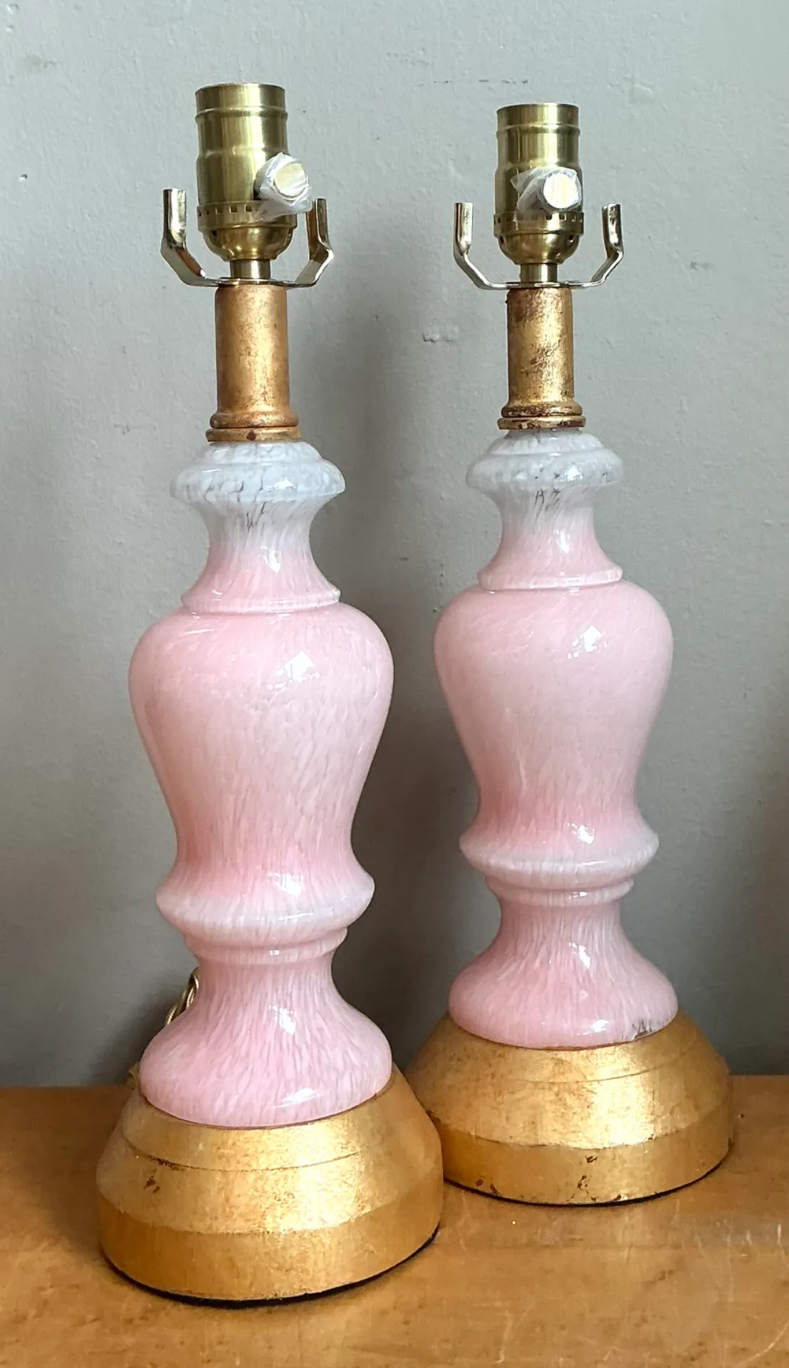 Vintage Pink Murano Blown Glass Table Lamps - Pair — additional photo 3