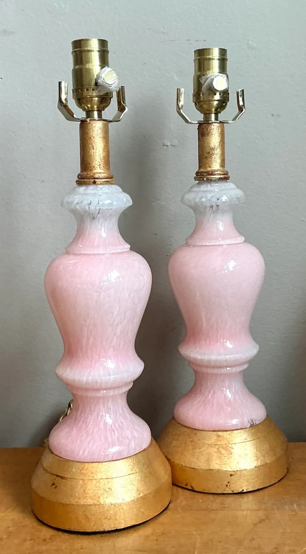 Vintage Pink Murano Blown Glass Table Lamps - Pair — additional photo 5