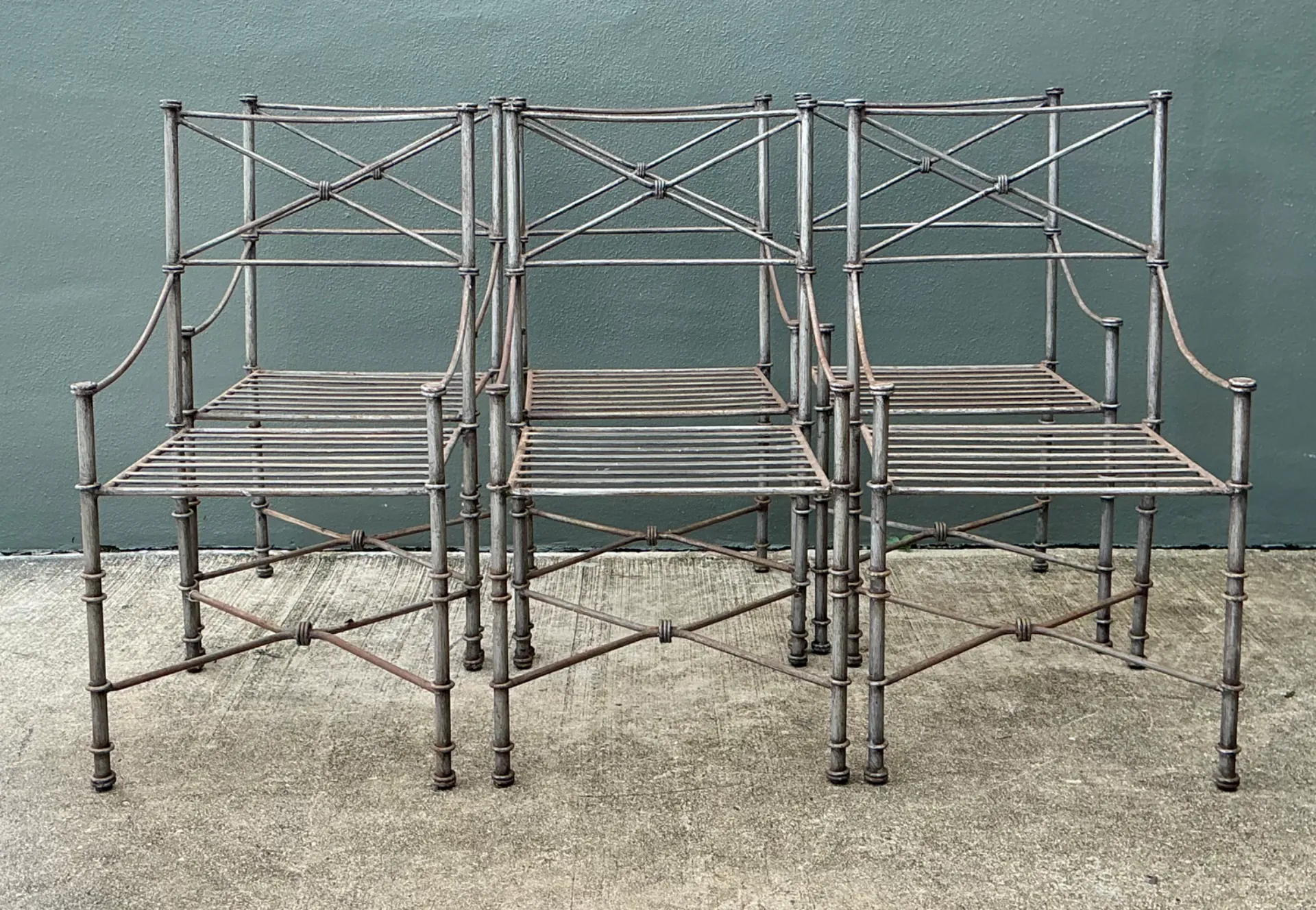 Vintage Target Back Wrought Iron Dining Chairs - Set Of 6 — additional photo 6