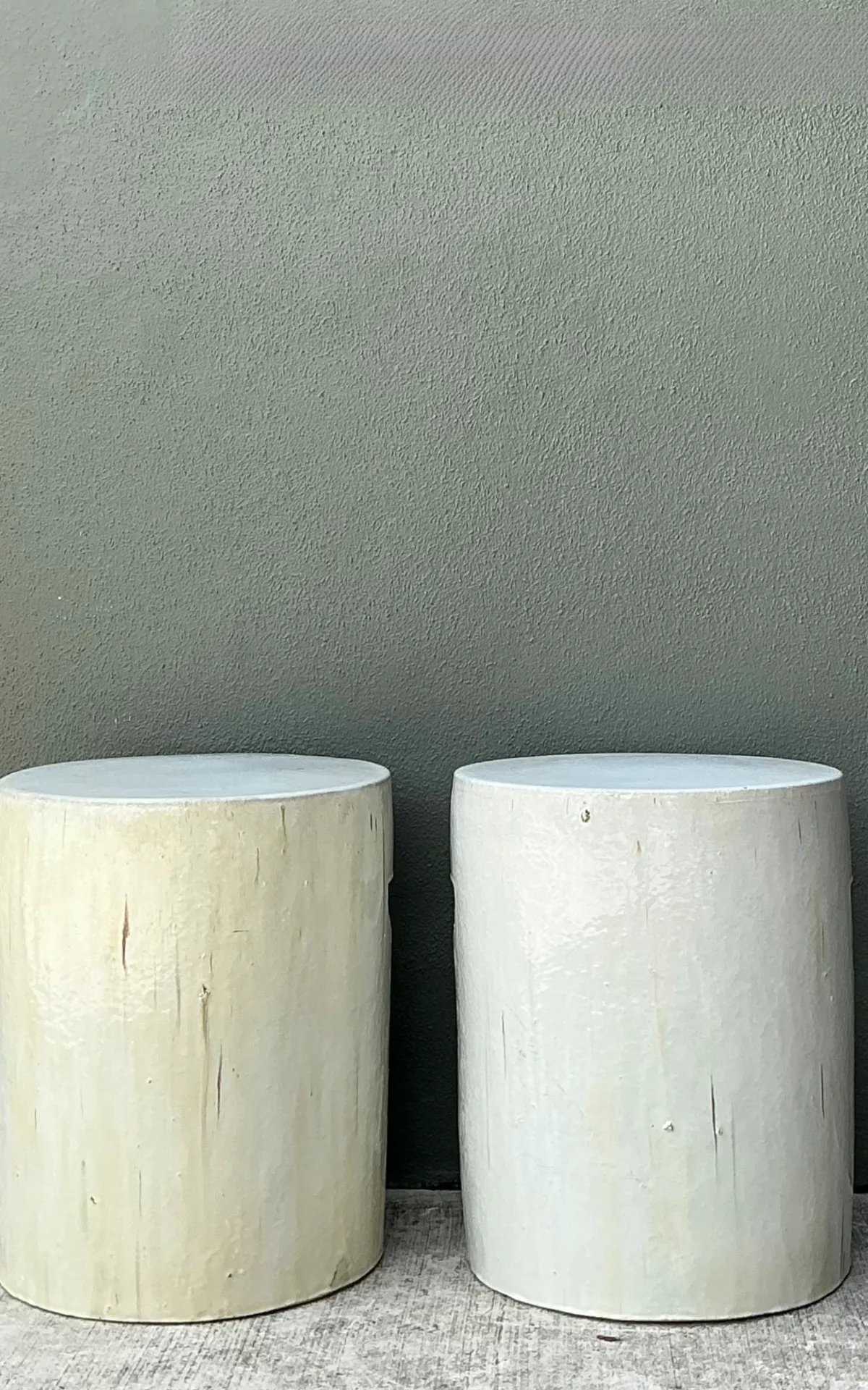 Vintage Glazed Ceramic Drum Stools - Pair — additional photo 1