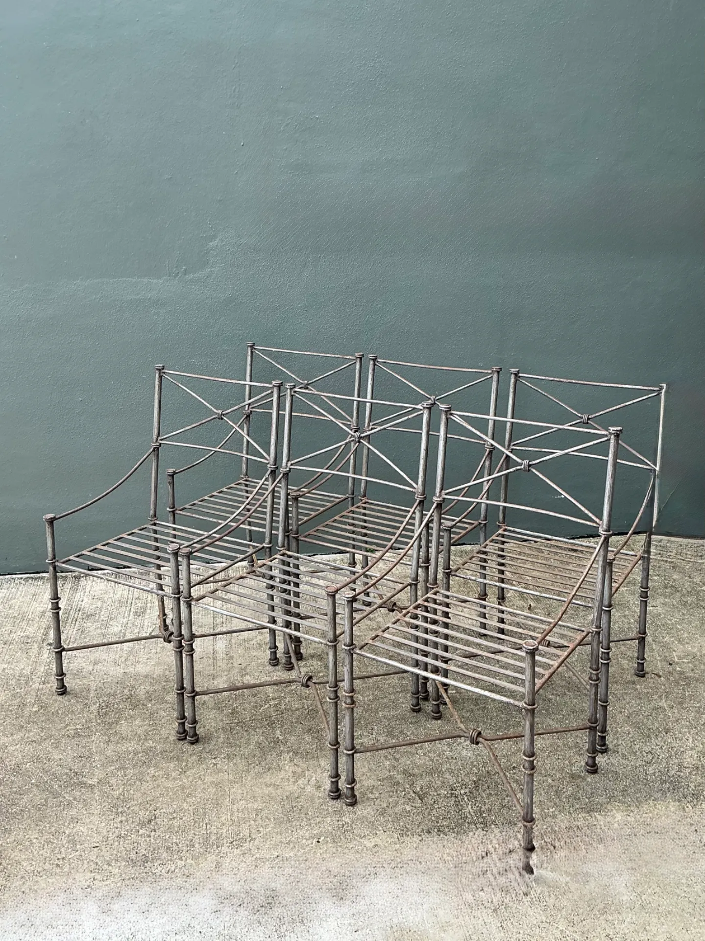 Vintage Target Back Wrought Iron Dining Chairs - Set Of 6 — additional photo 2