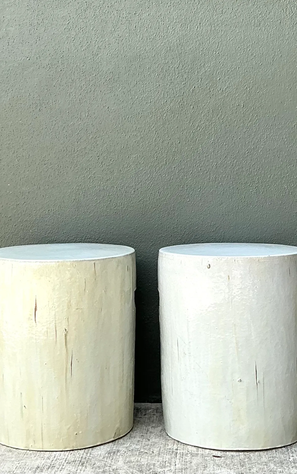 Vintage Glazed Ceramic Drum Stools - Pair — additional photo 3