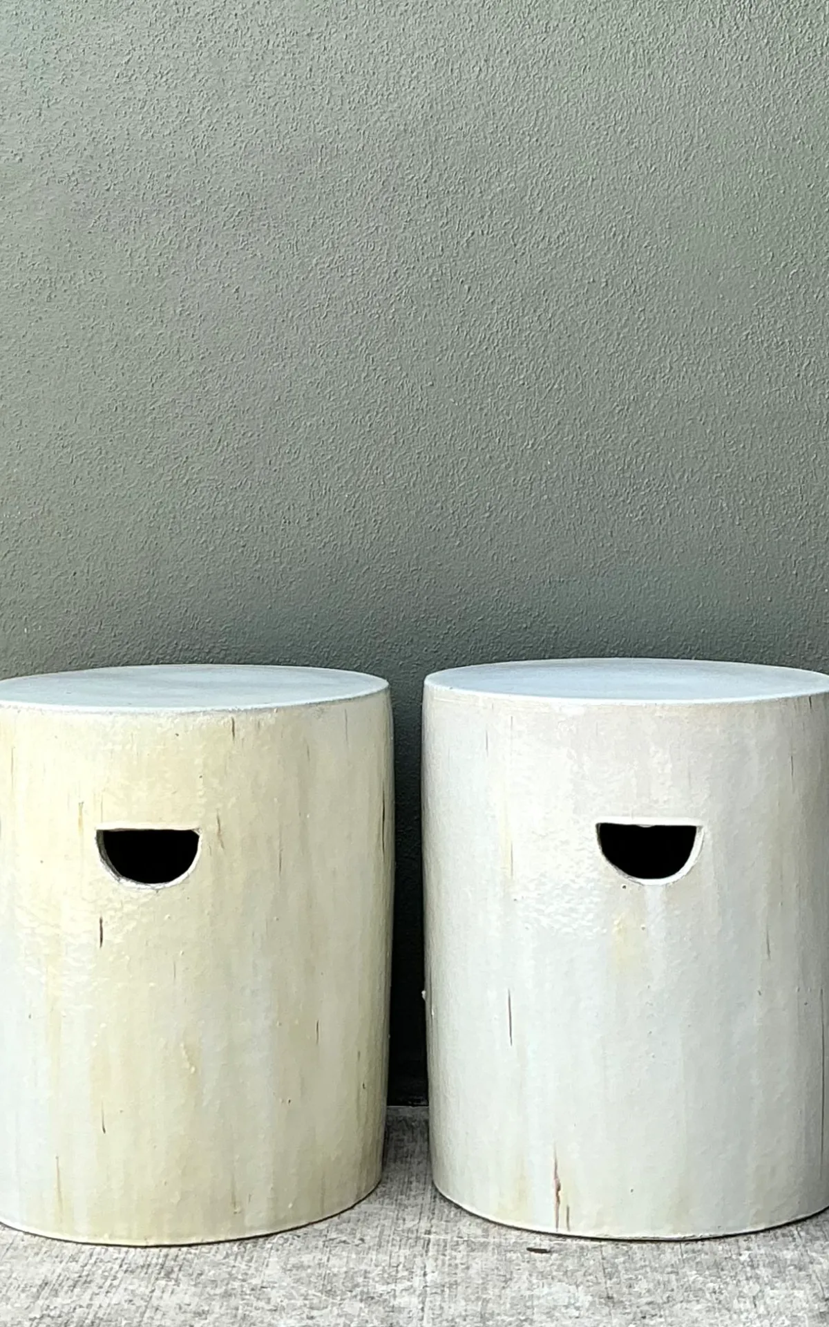 Vintage Glazed Ceramic Drum Stools - Pair — additional photo 6