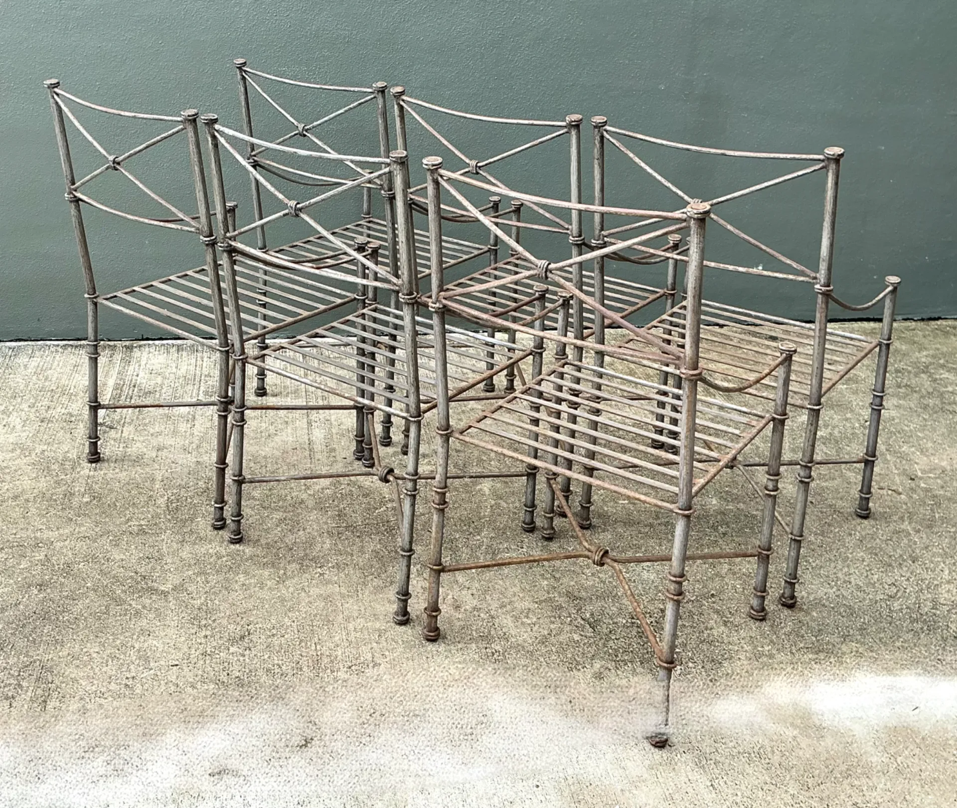 Vintage Target Back Wrought Iron Dining Chairs - Set Of 6 — additional photo 5