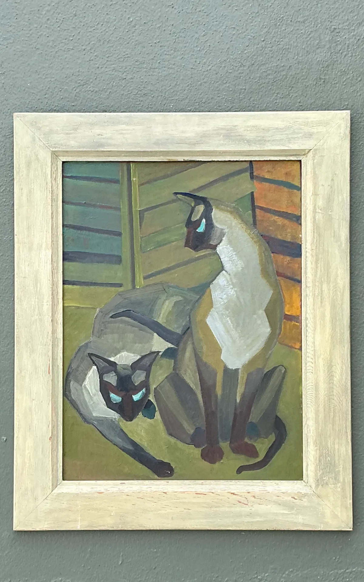 Vintage Figurative Cat Oil Painting on Canvas — additional photo 6