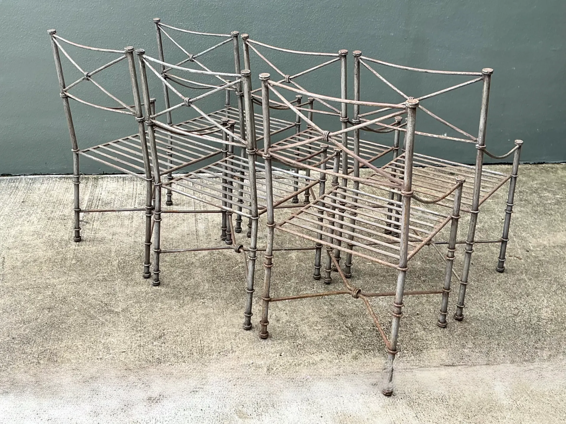 Vintage Target Back Wrought Iron Dining Chairs - Set Of 6 — additional photo 4