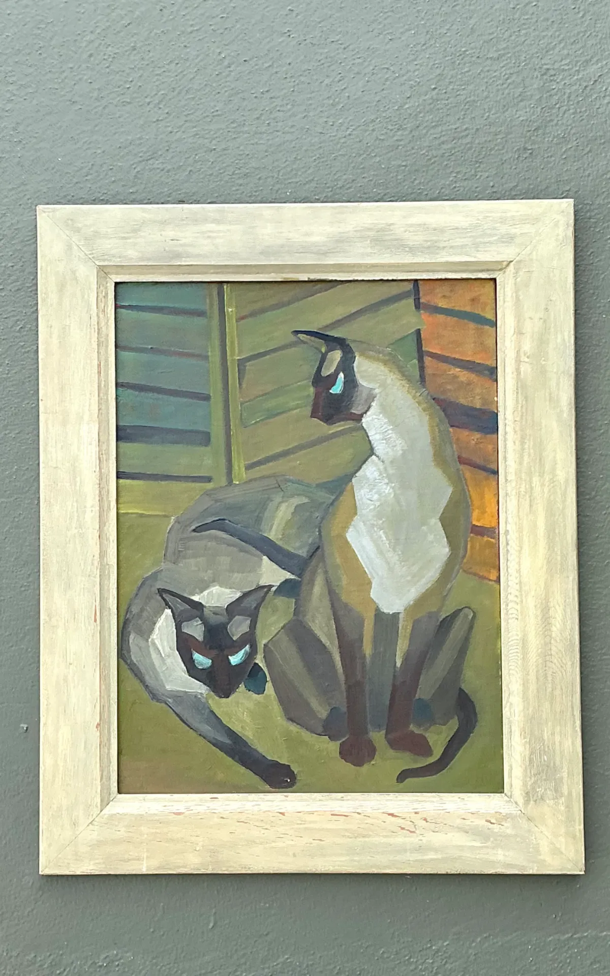 Vintage Figurative Cat Oil Painting on Canvas — additional photo 8