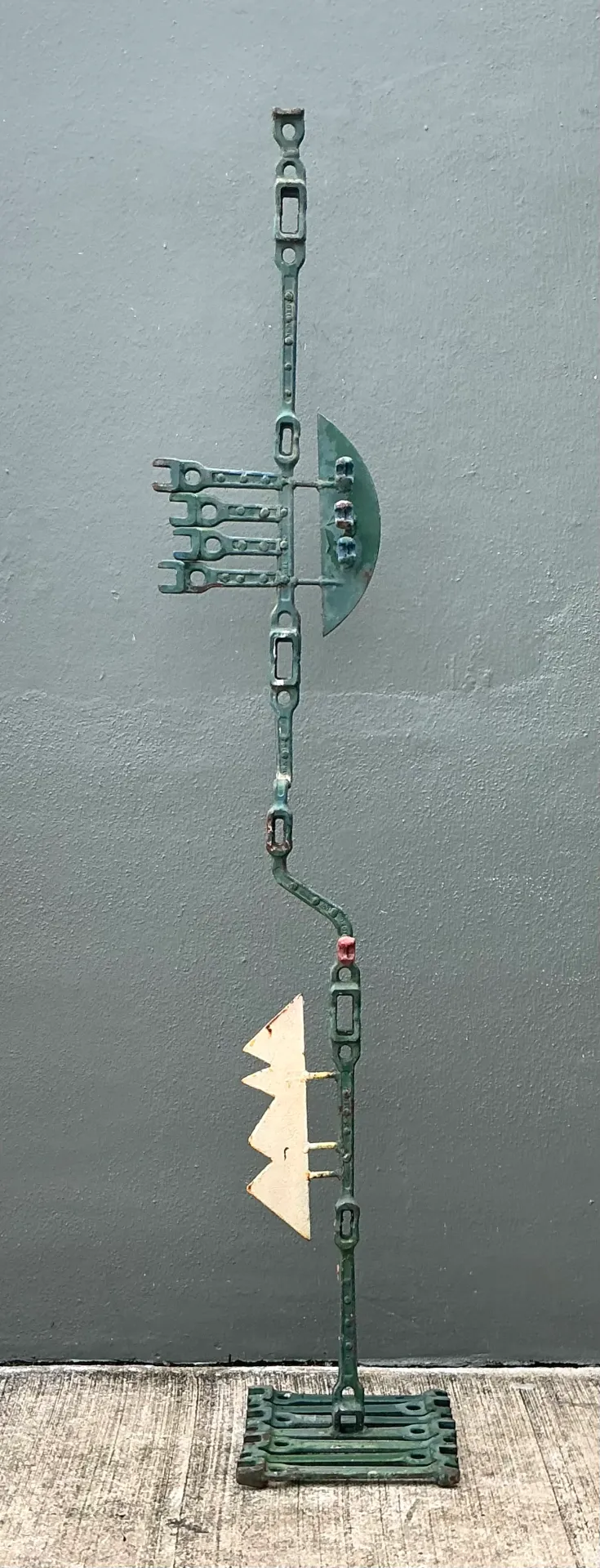 Vintage Industrial Welded Wrench Metal Sculpture - Bottom view