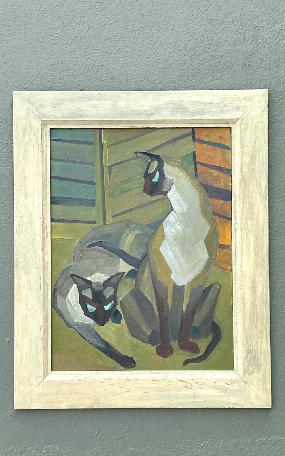 Vintage Figurative Cat Oil Painting on Canvas — additional photo 4