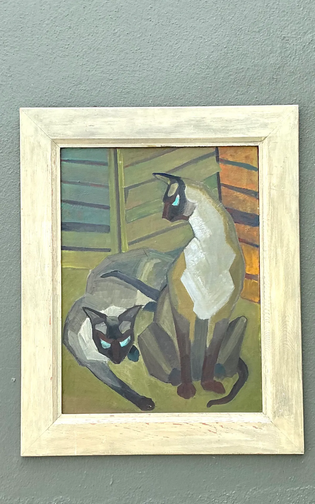 Vintage Figurative Cat Oil Painting on Canvas — additional photo 5