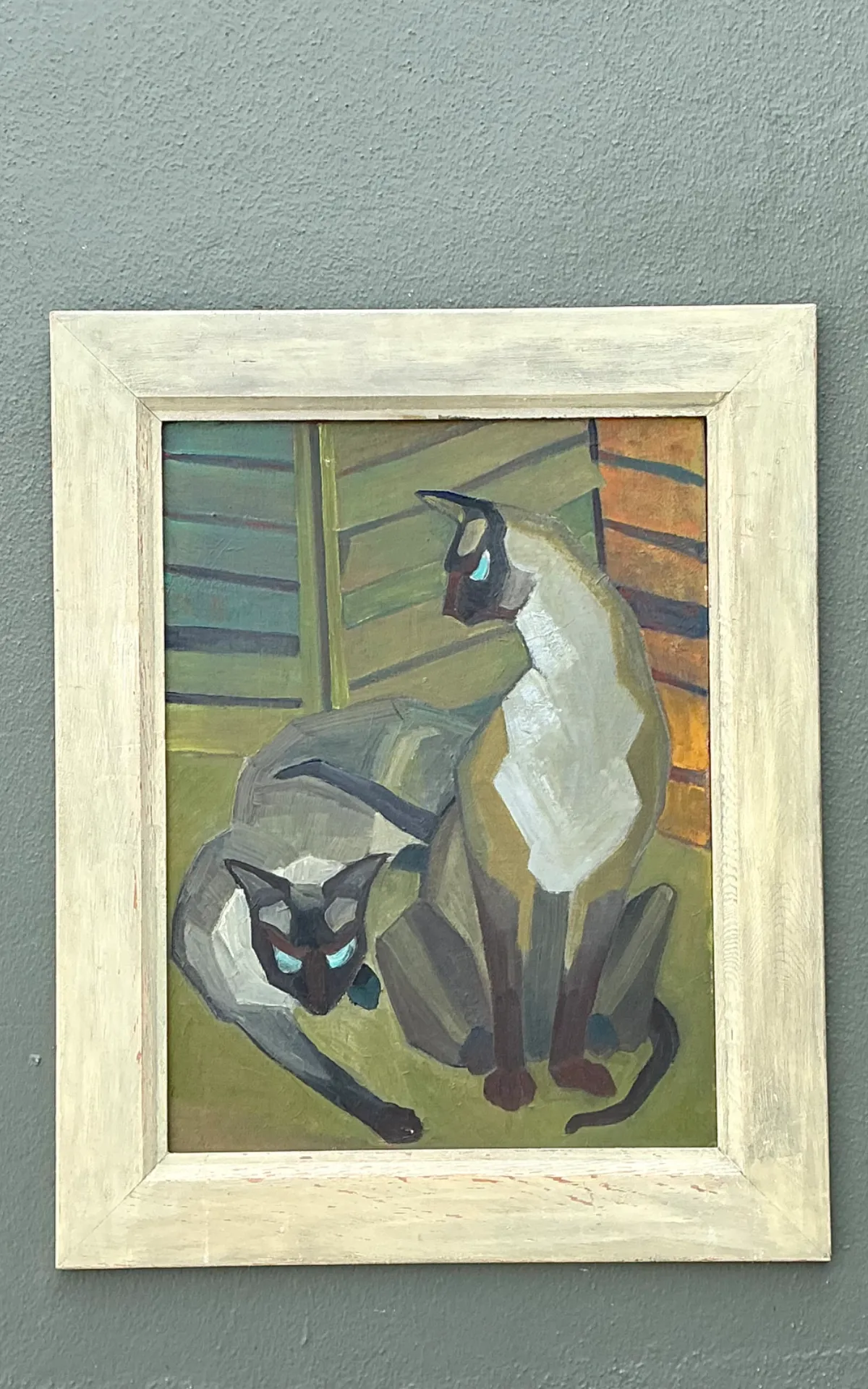 Vintage Figurative Cat Oil Painting on Canvas — additional photo 7