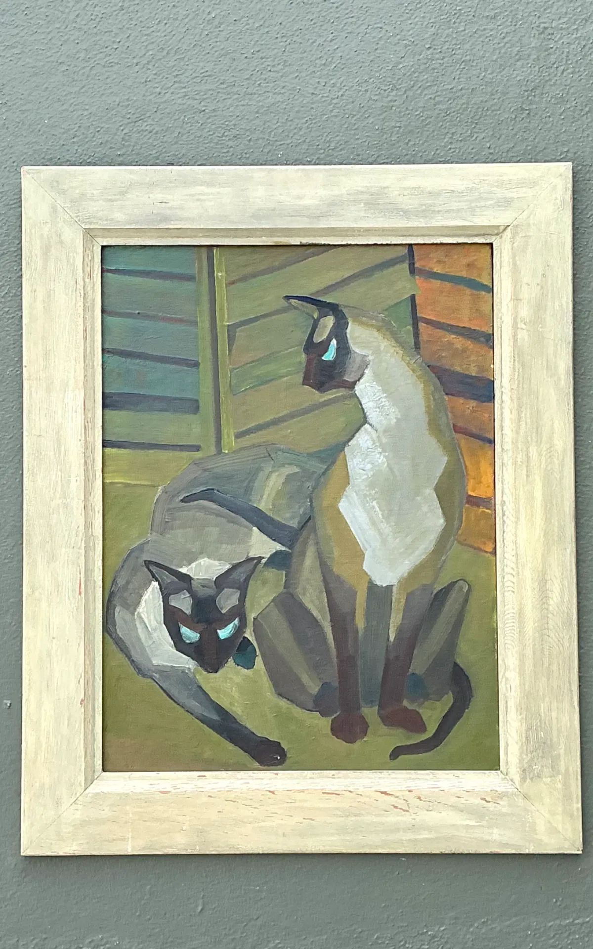 Vintage Figurative Cat Oil Painting on Canvas — additional photo 3