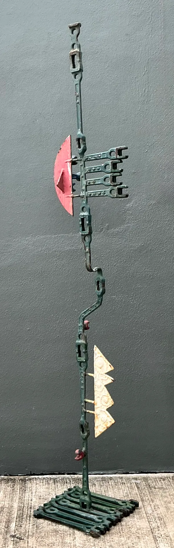 Vintage Industrial Welded Wrench Metal Sculpture - Top view
