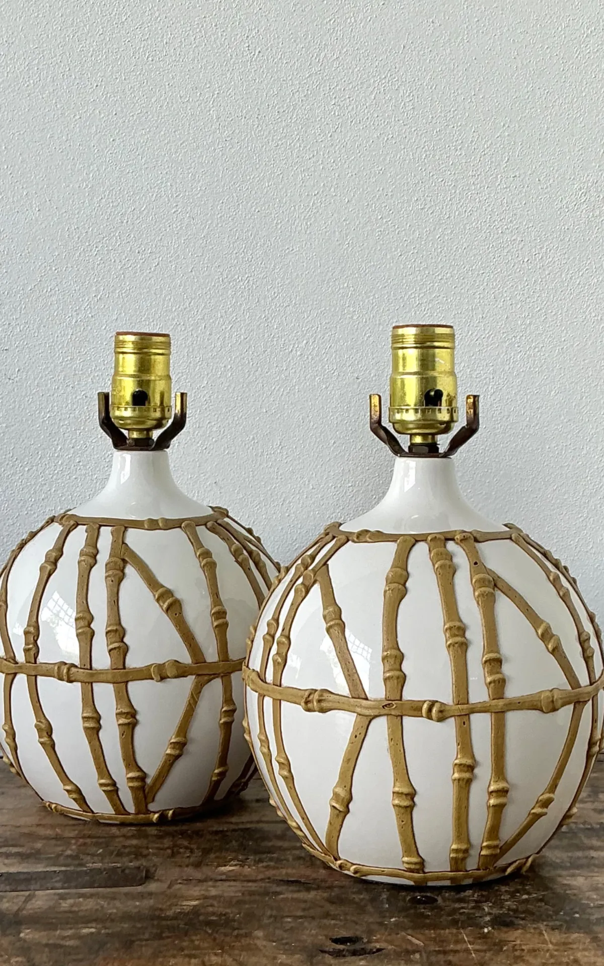 Vintage Glazed Ceramic Icing Lamps - A Pair
