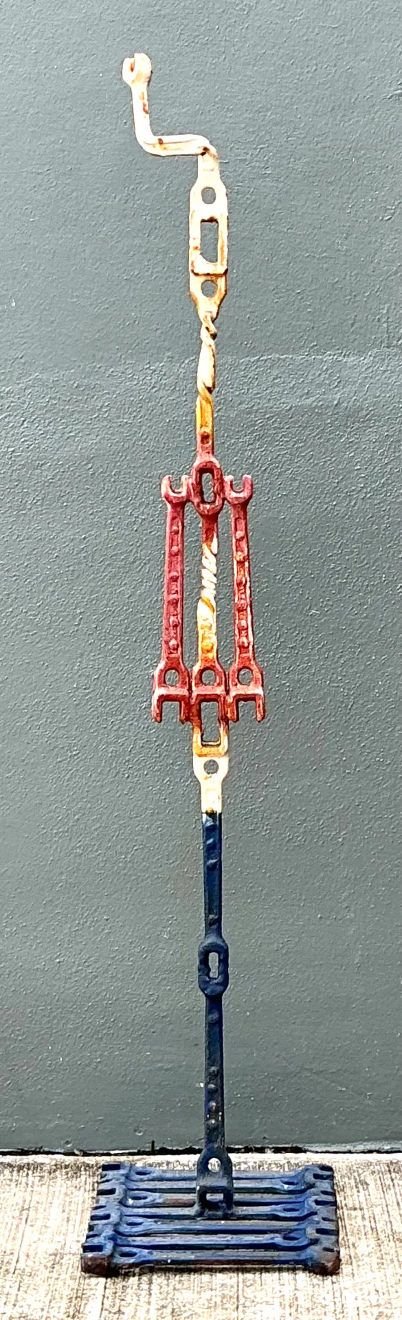 Vintage Industrial Welded Wrench Metal Sculpture - Close-up view