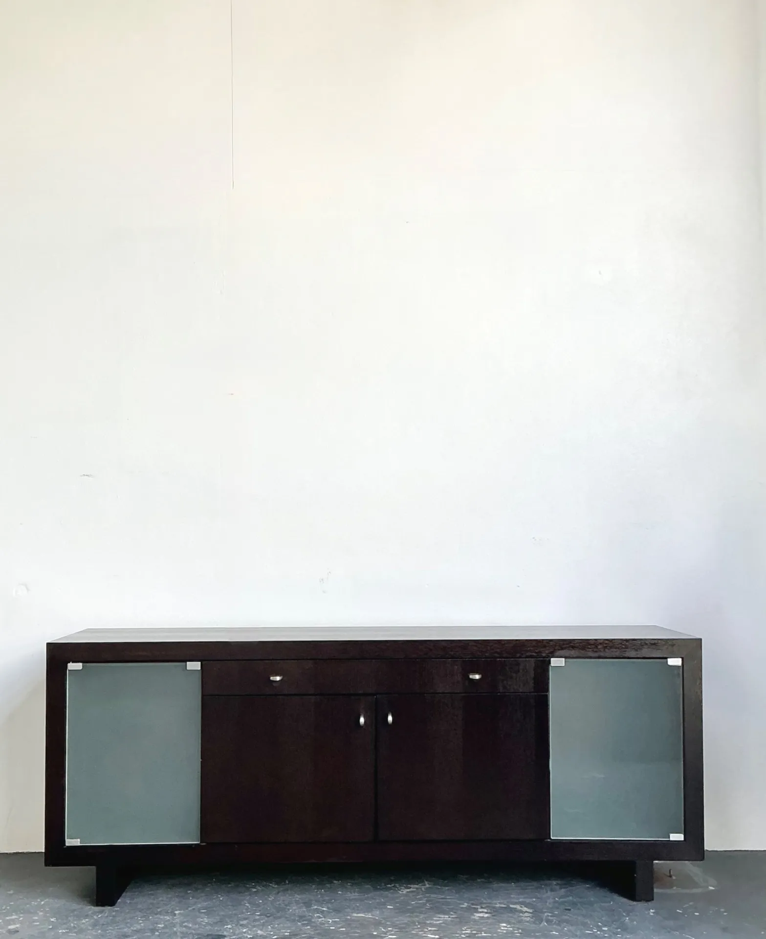 Vintage Frosted Glass Door Ebony Sideboard — additional photo 3