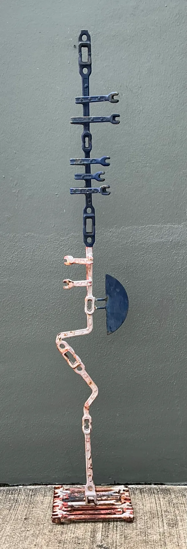 Vintage Industrial Welded Wrench Metal Sculpture - Top view