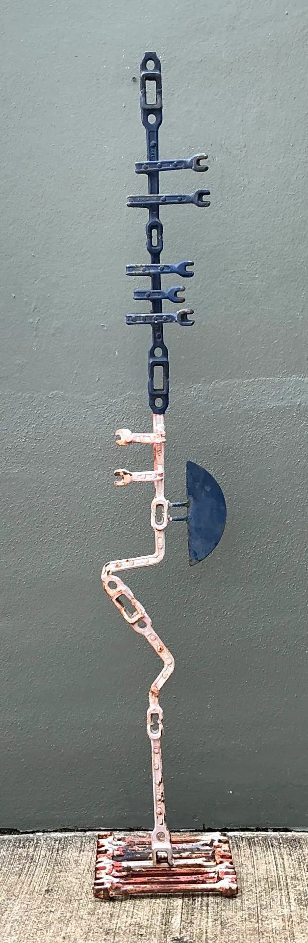 Vintage Industrial Welded Wrench Metal Sculpture - Angle view