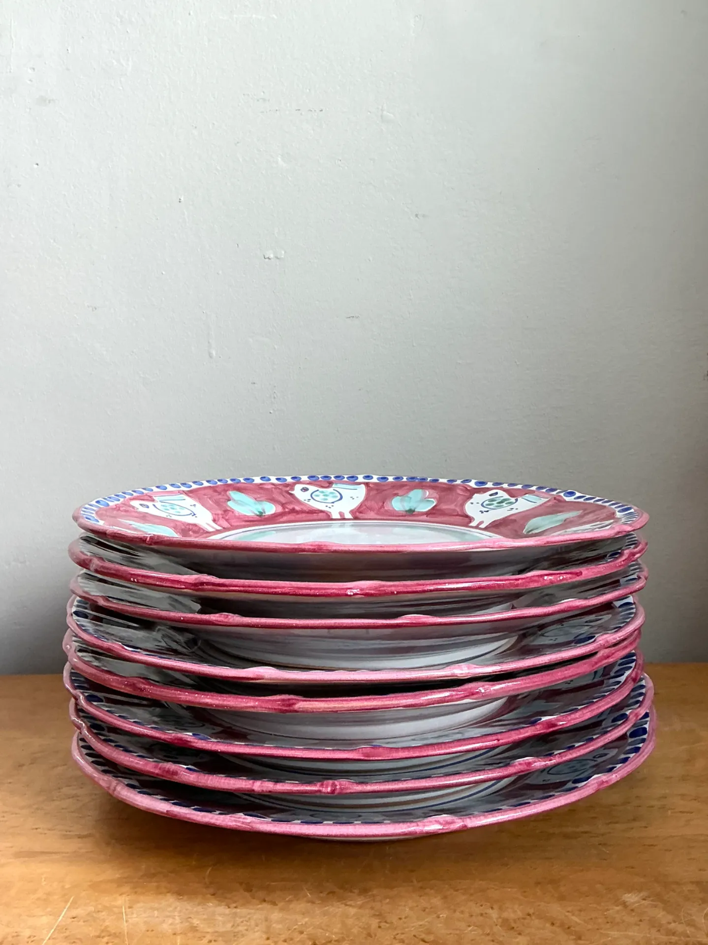Vintage Italian Solimene “Campagna” Hand-Painted Ceramic Plates - Set of 24 — additional photo 3